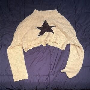 Edikted Cream Sweater with Black Star